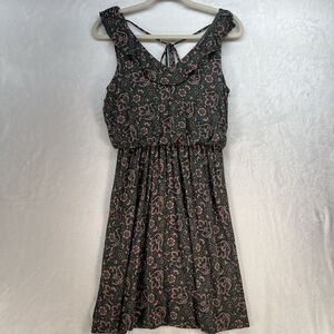 Ann Taylor Loft Floral Print Ruffle Cinched Waist Dress Women’s Sz XS Paisley